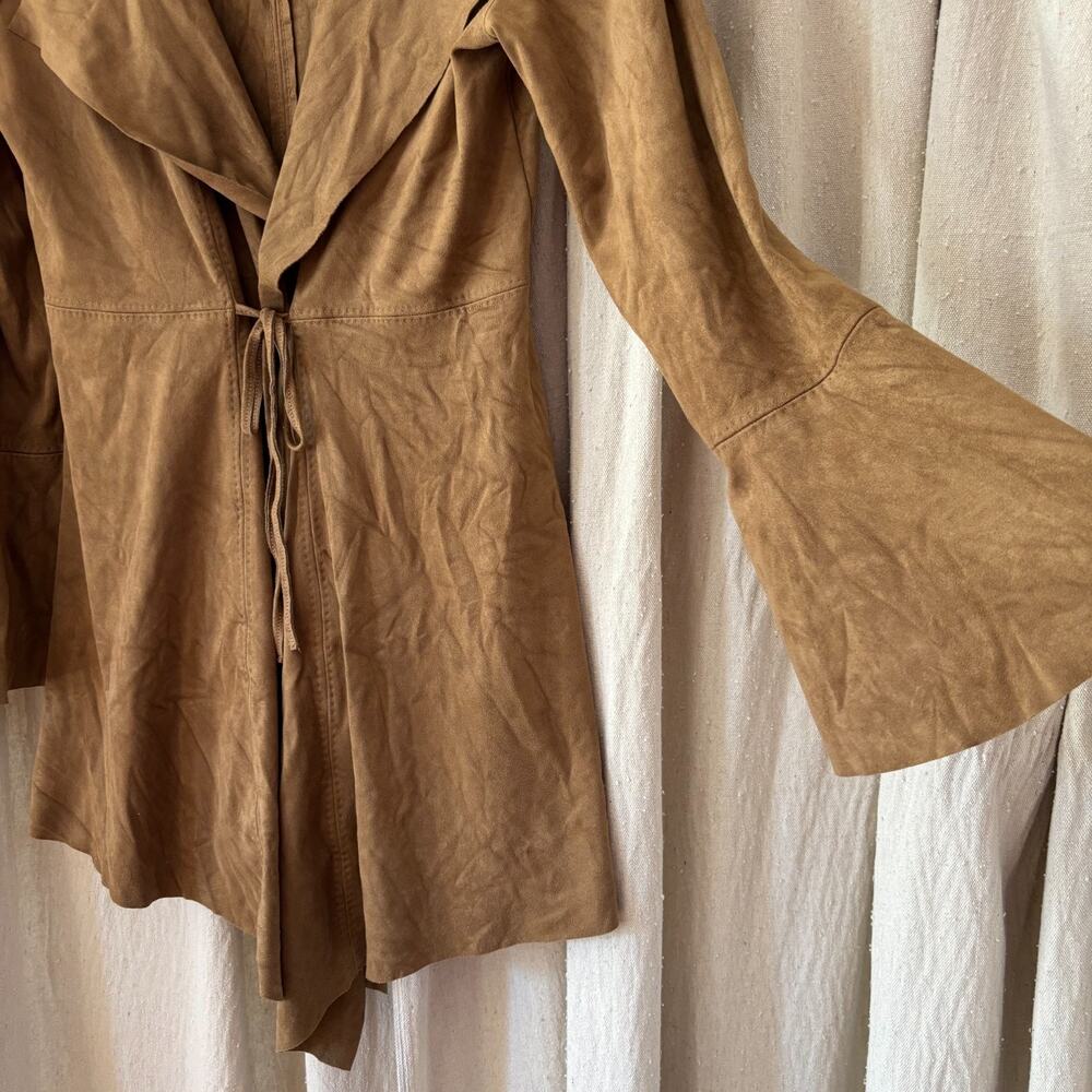 Chelsea & Violet M Faux Suede Bell Sleeve Wrap Jacket Brown Size M‎